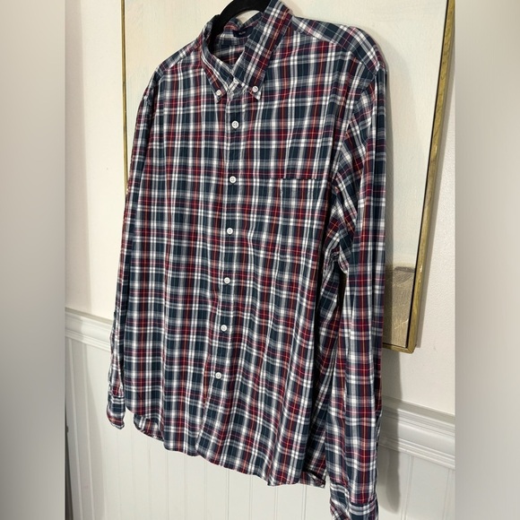 JCREW FACTORY Flex Wash Slim Fit Blue Red White Gingham Long Sleeve Button Large - Picture 4 of 6